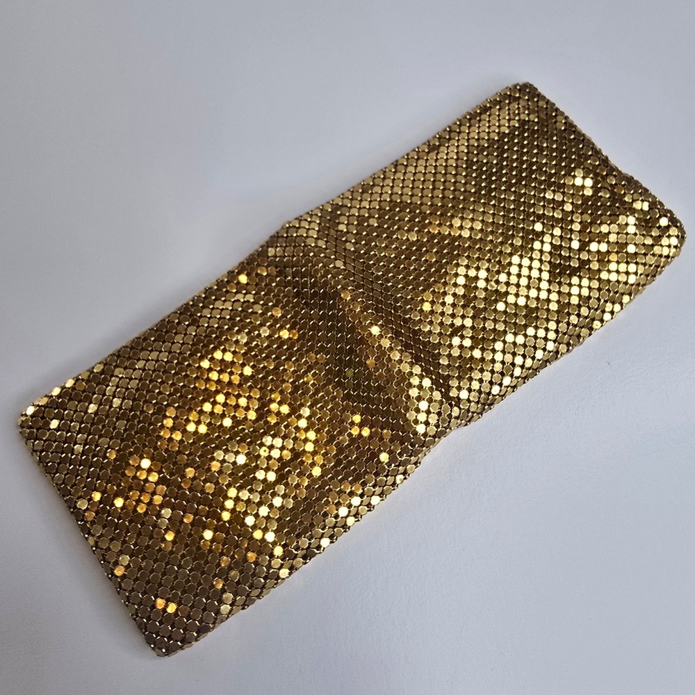 Vintage Gold Metal Mesh Bifold Wallet Made in Germany Retro Chainmail Gold Tone